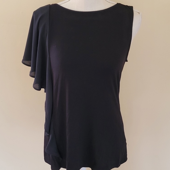Whbm black one shoulder blouse size medium - Picture 3 of 9
